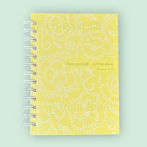 Bible Journal, Yellow Floral Spiral Notebook - Picture 2 of 8